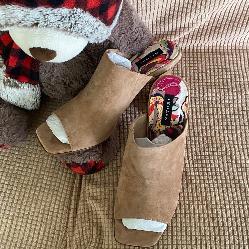 Natori Brown Suede Mules
